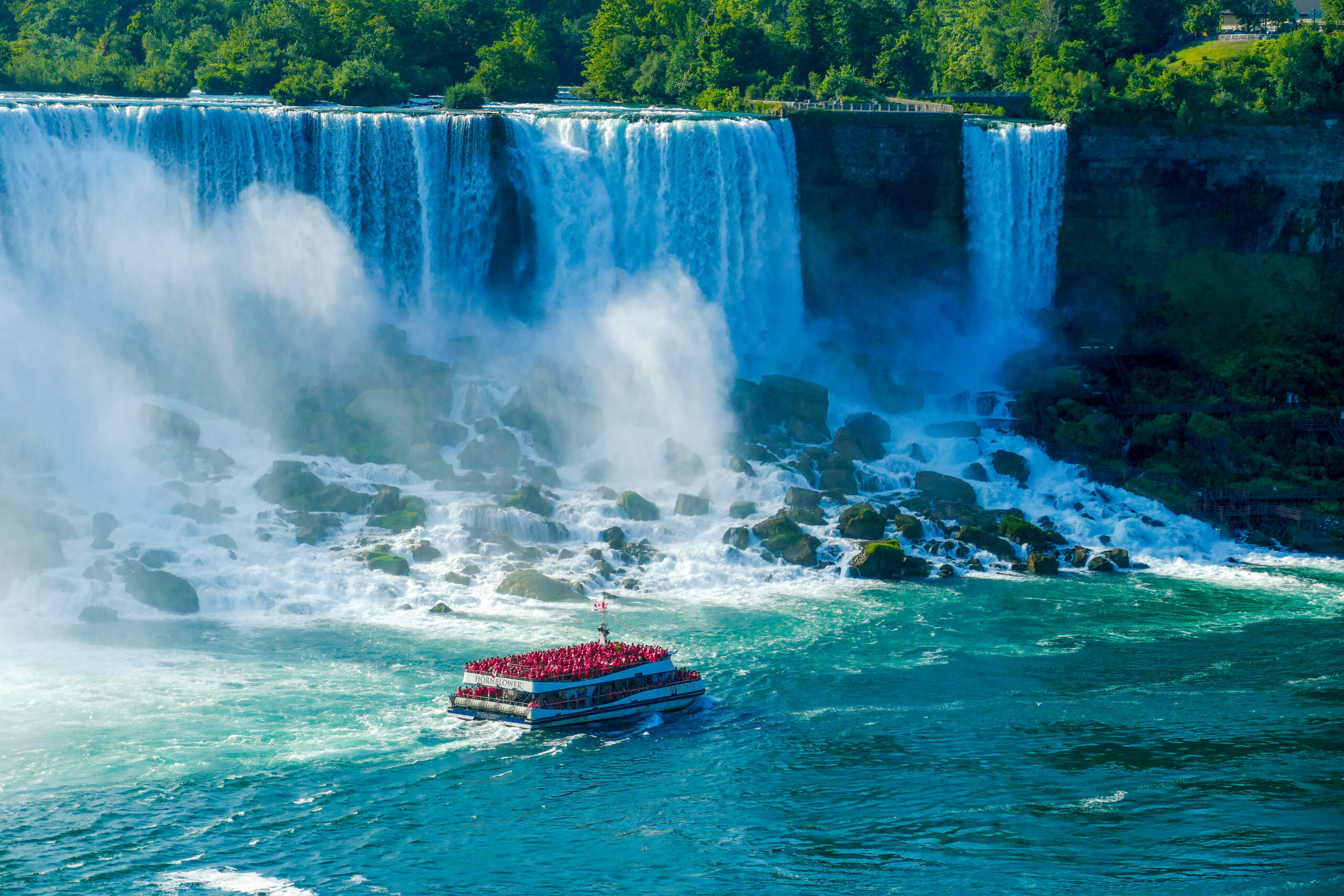 The Hornblower Cruise and the American Falls, Niagara Falls, Ontario Canada